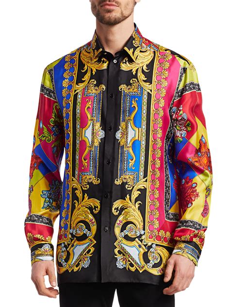 versace silk shirts for men|silk shirt men's Versace style.